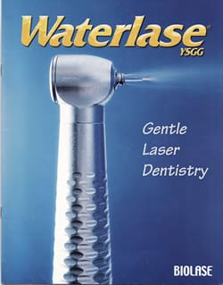A brochure cover for waterlase, an instrument used to treat gingivitis.