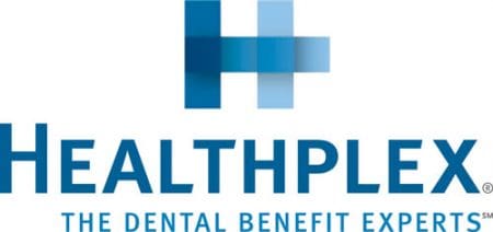 A blue and white logo for healthplan.